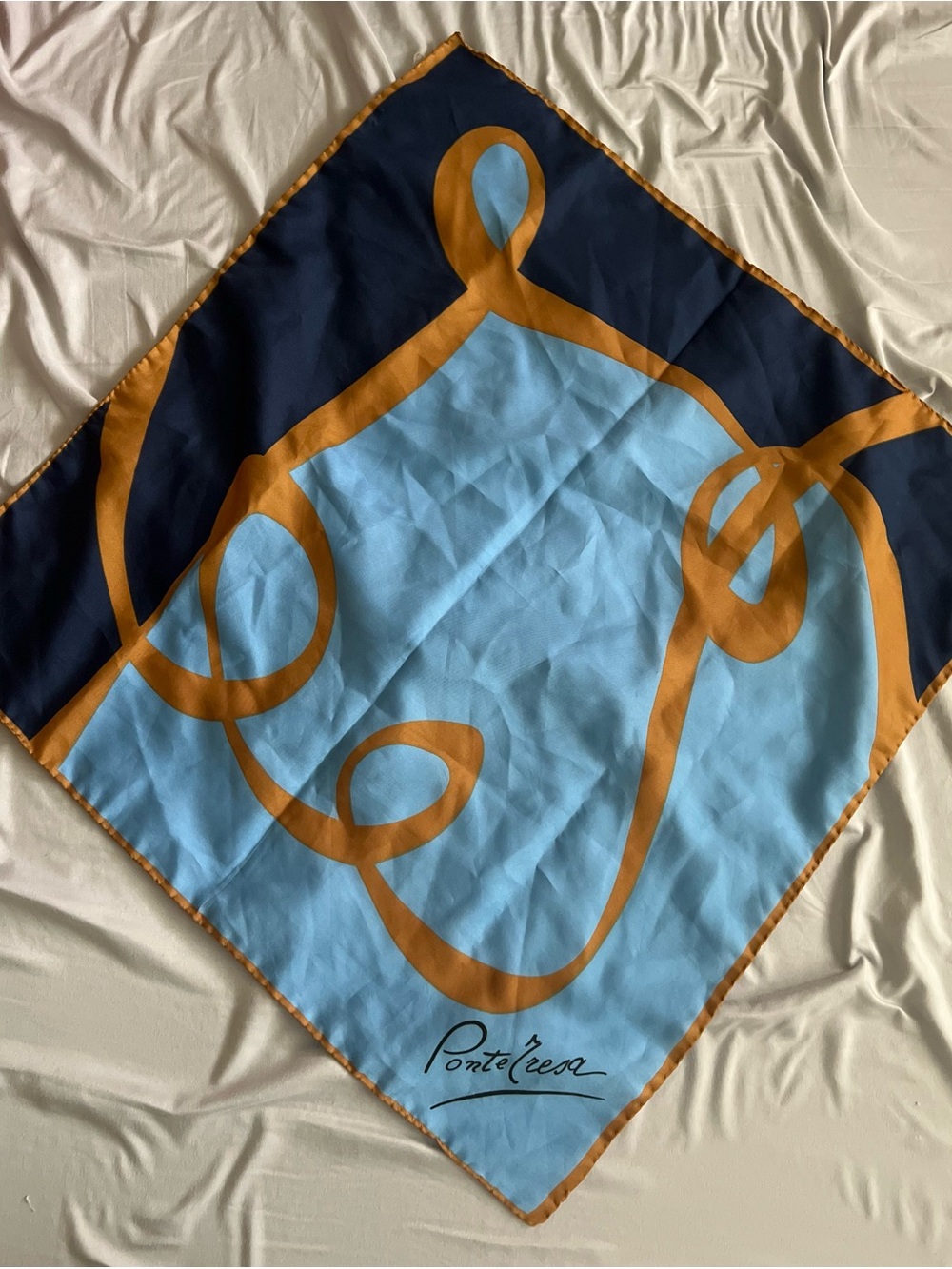 Ponte Tresa Light Blue, Navy & Rust Scarf